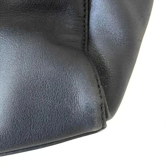 Kate Spade New York Logo Black Leather Tote Double Handles Shoulder Bag Ruffle - Picture 4 of 16